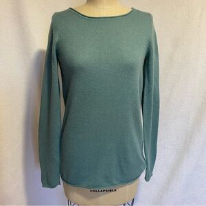 Pure 2 ply cashmere teal green S rolled neck sweater